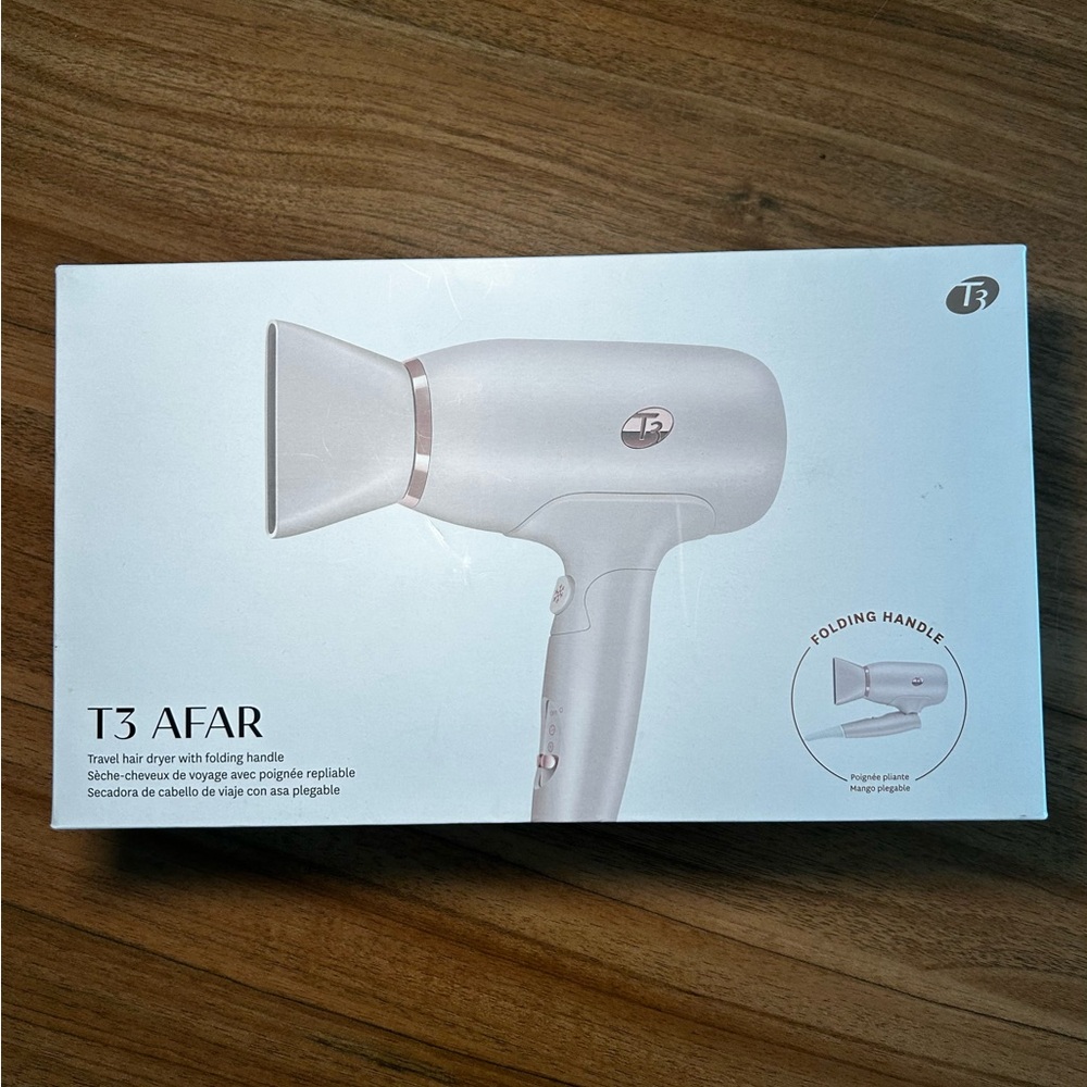 T3 AFAR Travel Hair Dryer — White with Rose Gold Trim